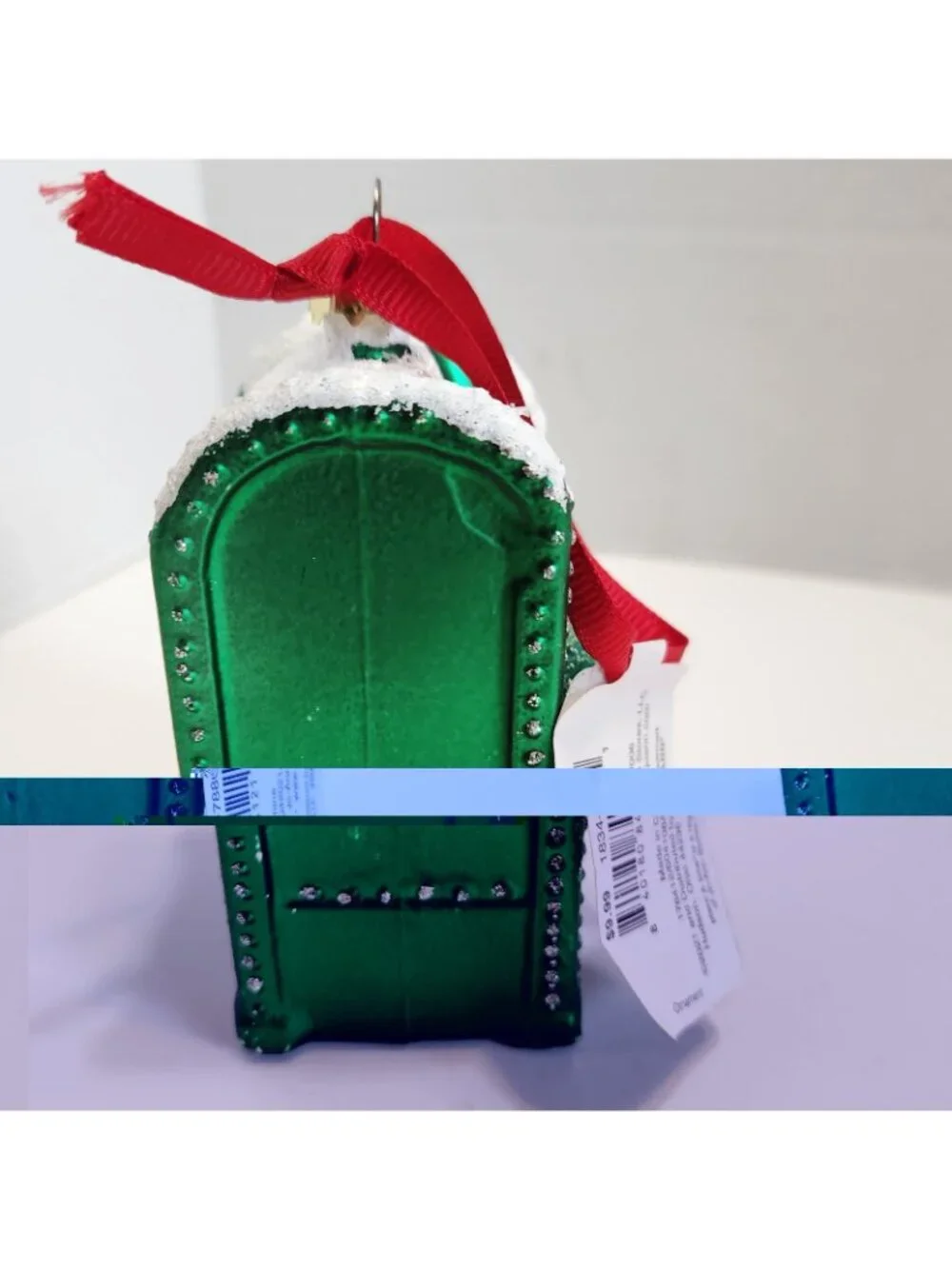 Place and Time Jo-Anne Fabrics Ceramics Green and White Mail Box - New